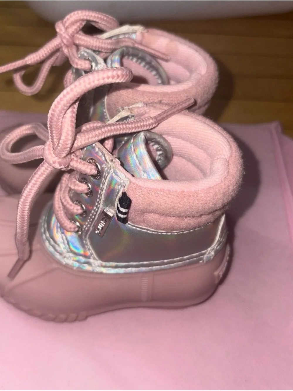Nautica Kids Pink Holographic Ankle Boots